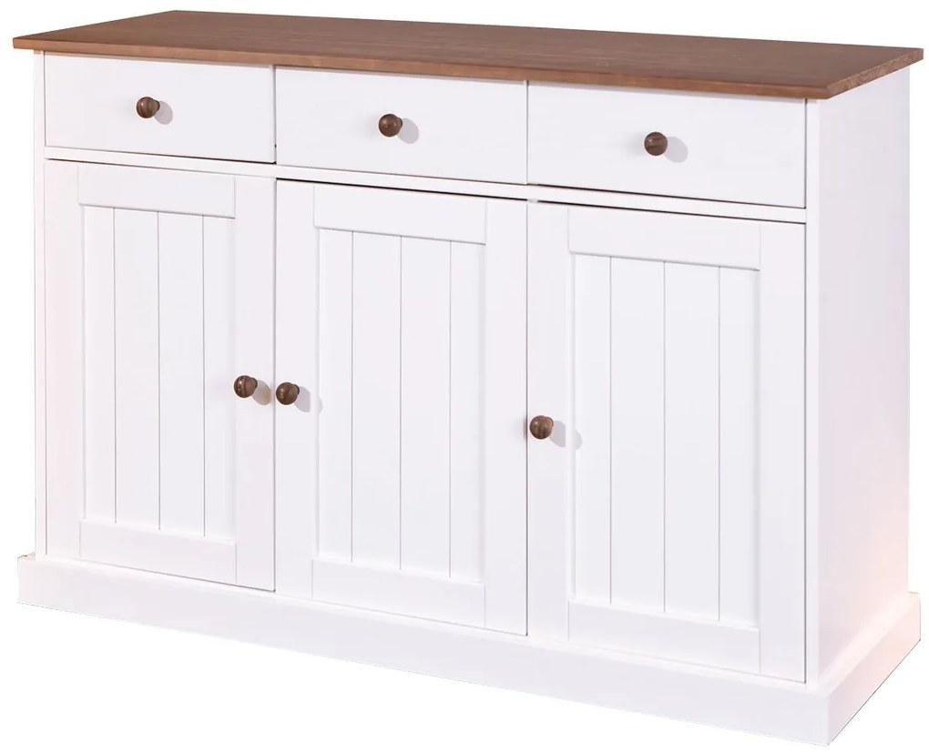 Credenza 3 ante 3 cassetti in pino massello bianco