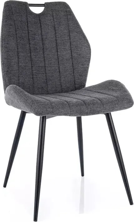 Sedia Arco Brego in tessuto grigio scuro e struttura in metallo nero opaco – 51x43x91 cm