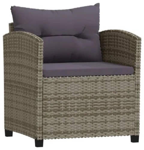 Set Divani da Giardino 7 pz con Cuscini in Polyrattan Grigio