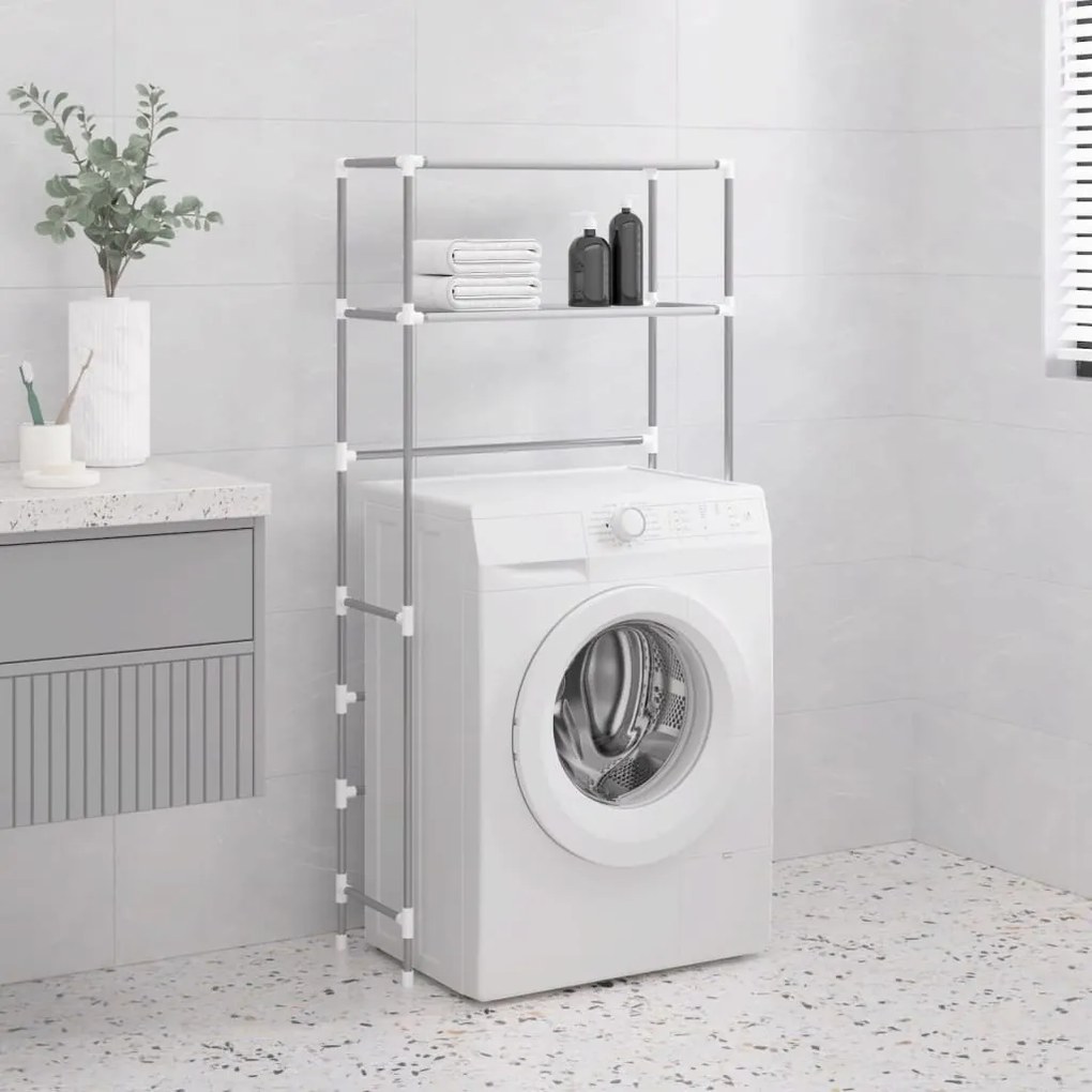 Rastrelliera Per Lavatrice A 2 Livelli Grigia 69x28x143cm Ferro /