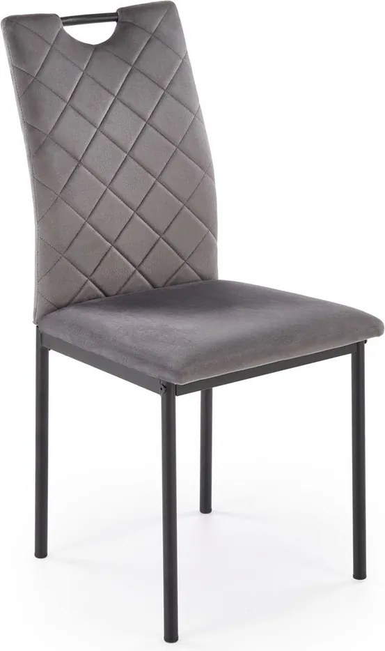 Sedia K577 in velluto grigio – 43x53x93 cm