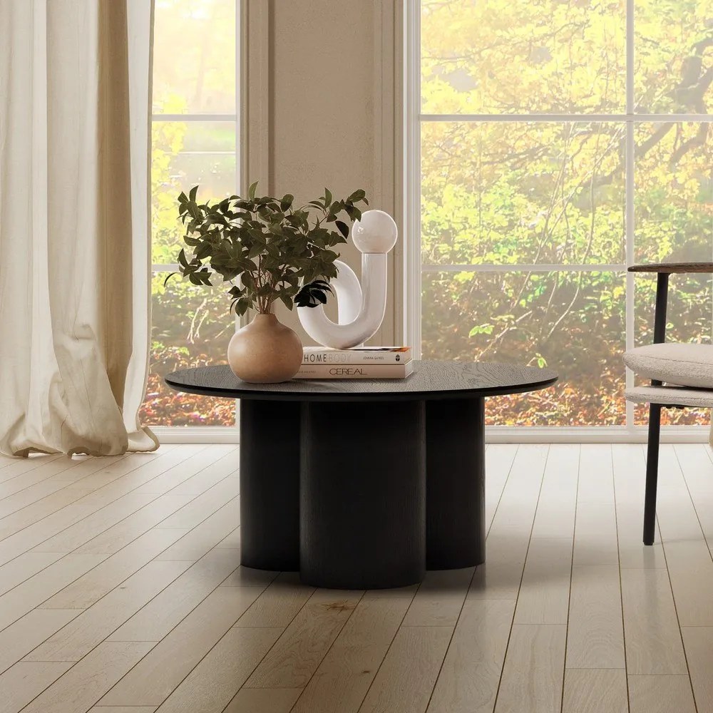 Tavolino da salotto rotondo nero ø 80 cm Lua – MOME