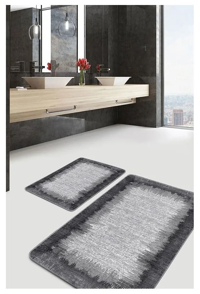 Tappetini da bagno grigio-nero in set di 2 pezzi 60x100 cm - Mila Home