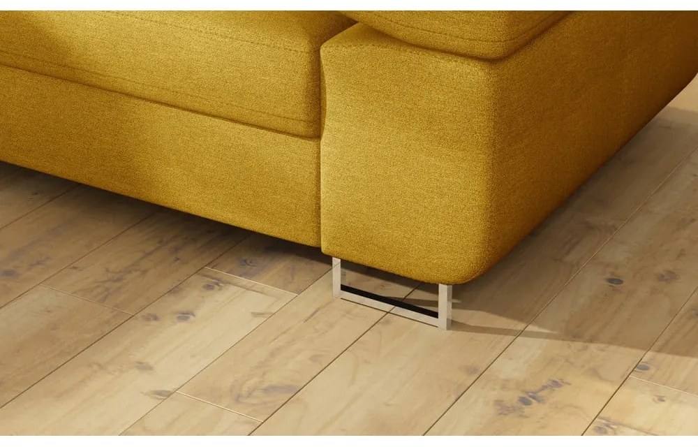 Divano angolare giallo allungabile/con contenitore (con penisola a sinistra/a L) Anton – ELTAP