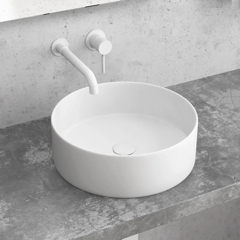 Lavabo tondo colore bianco opaco 35cm | Litos-KBM350 - KAMALU