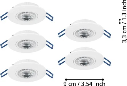 Eglo 300185 - SET da 5 faretti LED da incasso GEDREZ, LED 4,9W/230V, Ø 9 cm, bianco