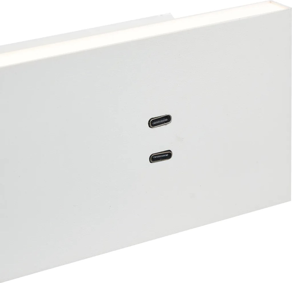 Set di 2 lampade da parete moderne bianche regolabili con USB-C incl. LED - Modric