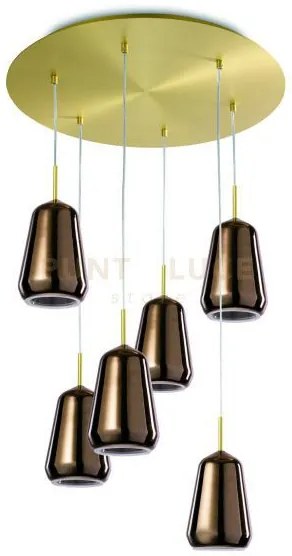 X-ray sospensione  rettangolare 6 luci vetri alti bronzo  montatura...