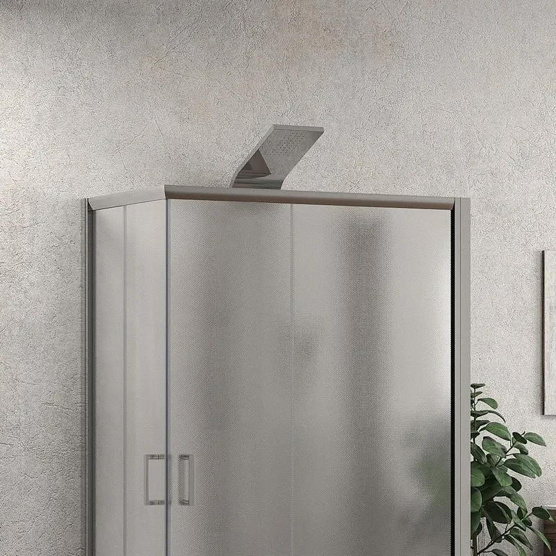 Kamalu - Box doccia tre lati 80x100x80 altezza 180 vetro opaco K410