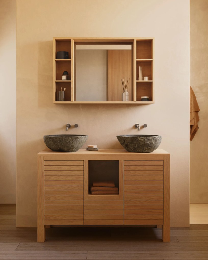 Kave Home - Mobile da bagno Kenta legno massiccio di teak finitura naturale 120 x 45 cm