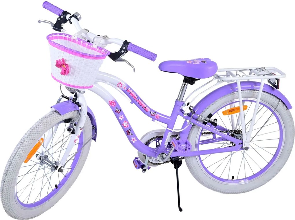 Bicicletta per Bambine 20" Freni Vbrake Cambio Shimano 7 Marce e Cavalletto con Cestino e Portapacchi Viola...