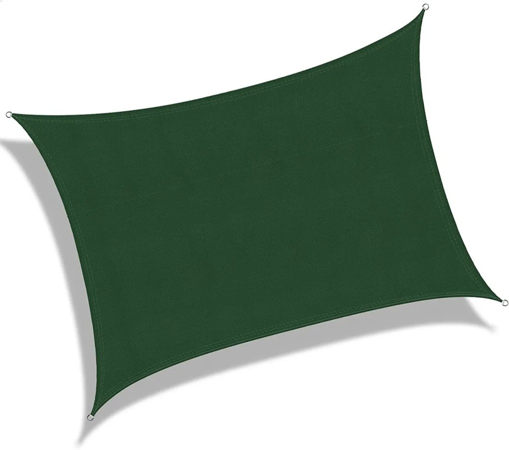 Tenda a Vela Rettangolare Colore Verde 3X4m Parasole Per Giardino Terrazza