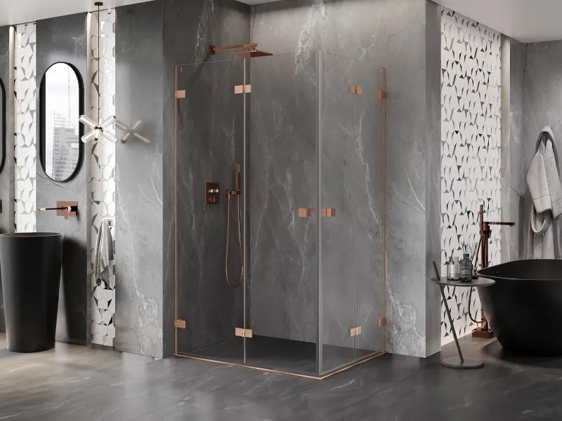Mexen Lunar-F Duo cabina doccia pieghevole 100 x 80 cm, trasparente, rame spazzolato - 836-100L-080P-65-00