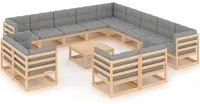 Set Divani da Giardino 14 pz con Cuscini Legno Massello di Pino cod mxl 38084