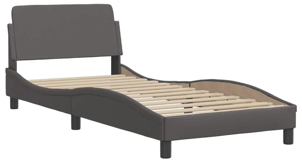 Letto con materasso grgio 90x200 cm in similpelle