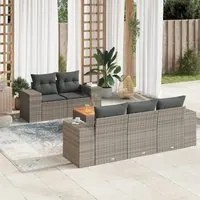 Set Divano da Giardino 6 pz con Cuscini Grigio in Polyrattan 3225332