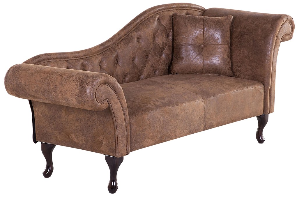 Chaise longue in scamosciato sintetico marrone destra LATTES Beliani