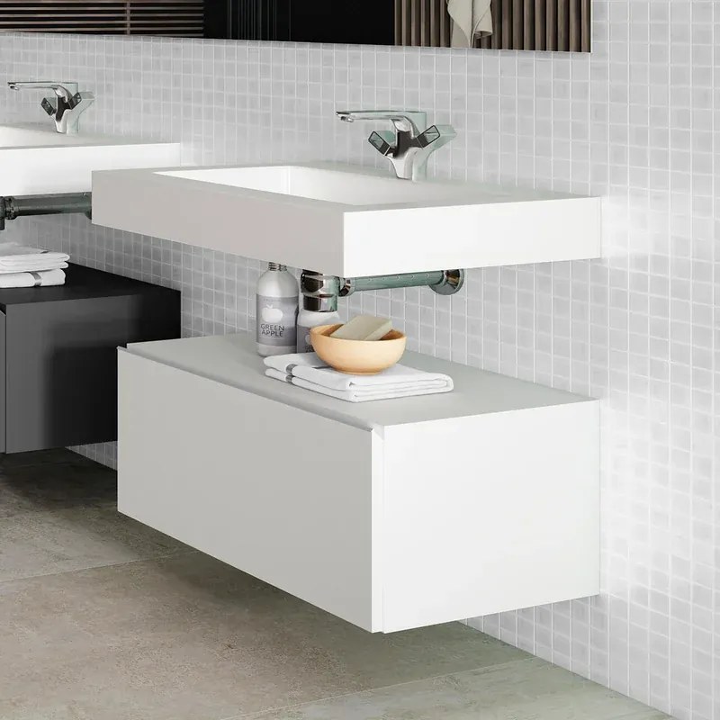 Mobile sottolavabo e lavabo Element per vasca centrale neve L 80 x H 34 x P 45 cm