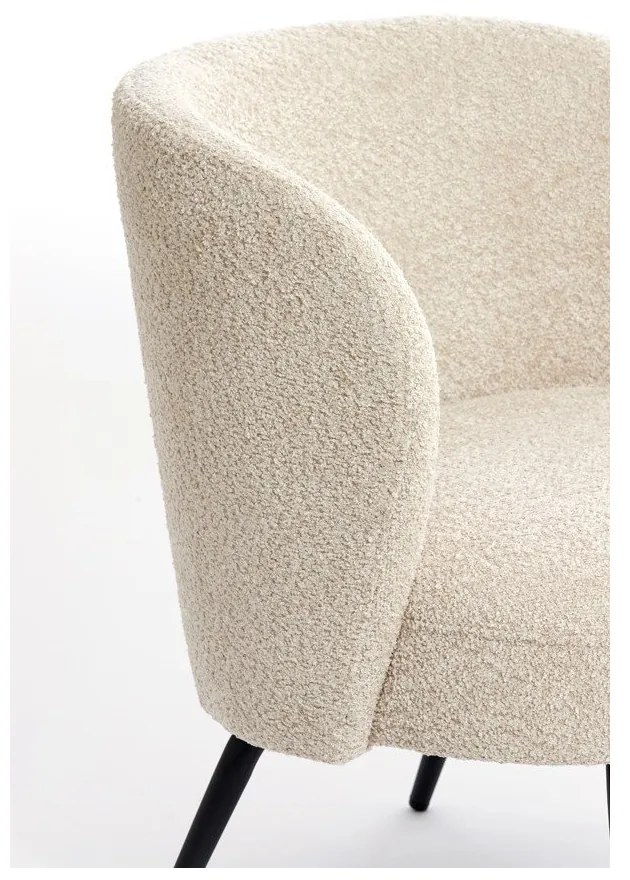 Poltrona crema in tessuto bouclé Dieyda - Light &amp; Living