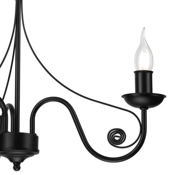 Lampadario a sospensione con catena DONATO 3xE14/40W/230V nero