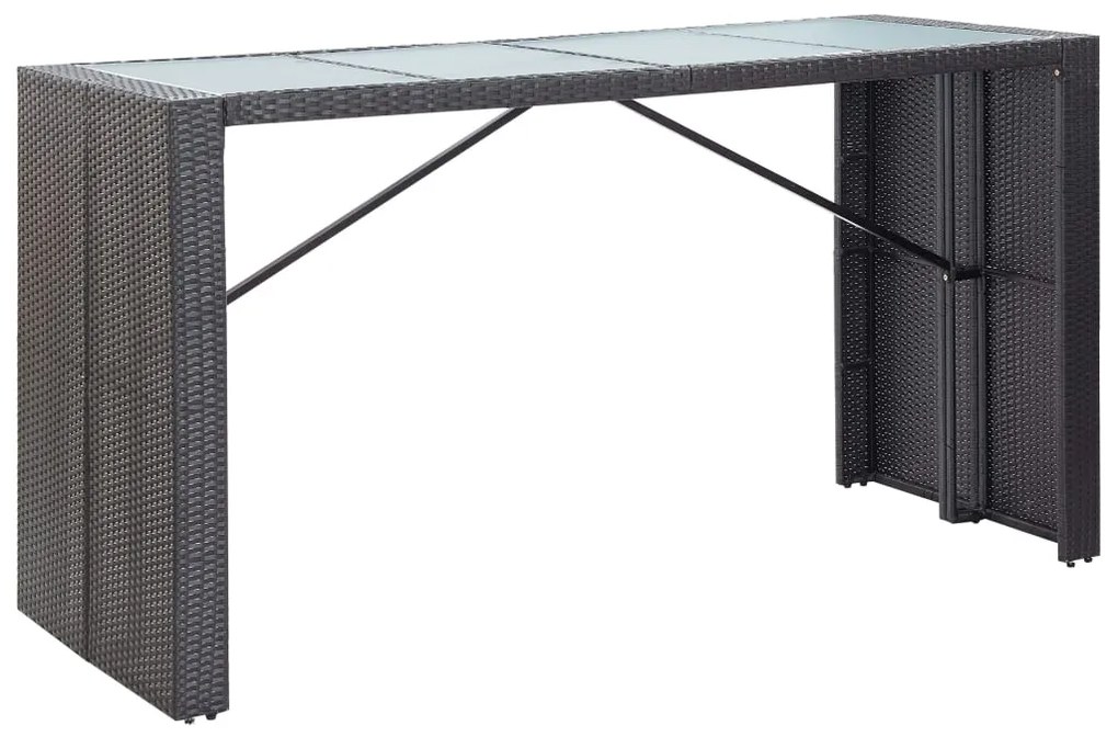 Set bar da giardino 9 z pz in polyrattan nero