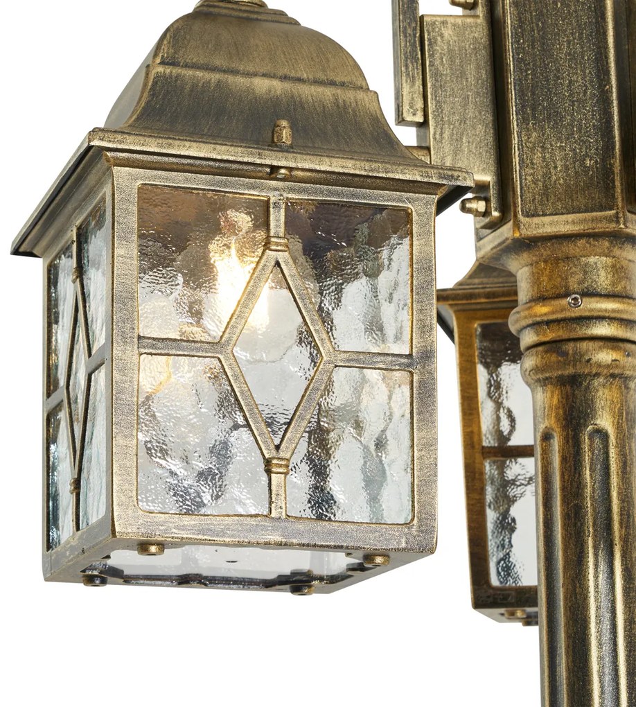 Lanterna da esterno classica oro antico con vetro trasparente 198cm IP44 - London