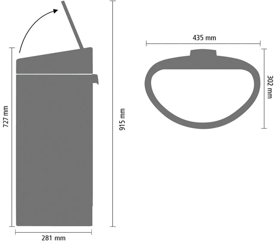 Cestino per la spazzatura in acciaio in nero opaco touch 40 l Touch Bin – Brabantia