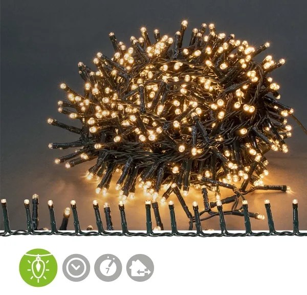 Nedis CLCC700 - Catena luminosa LED per esterni 700 LED / 7 funzioni, 17 m, IP44, bianco caldo