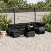 Set Divani da Giardino con Cuscini 8 pz Nero in Polyrattan 3268685