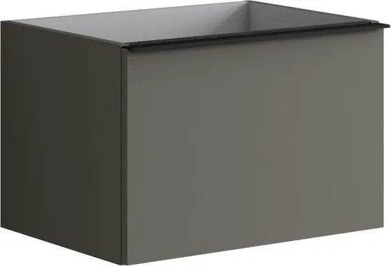 Cassettiera Pixel con 2 cassetti  frontale plain laccato opaco grigio carbone e maniglia alluminio nero opaco L60 x H40 x P45,5 cm