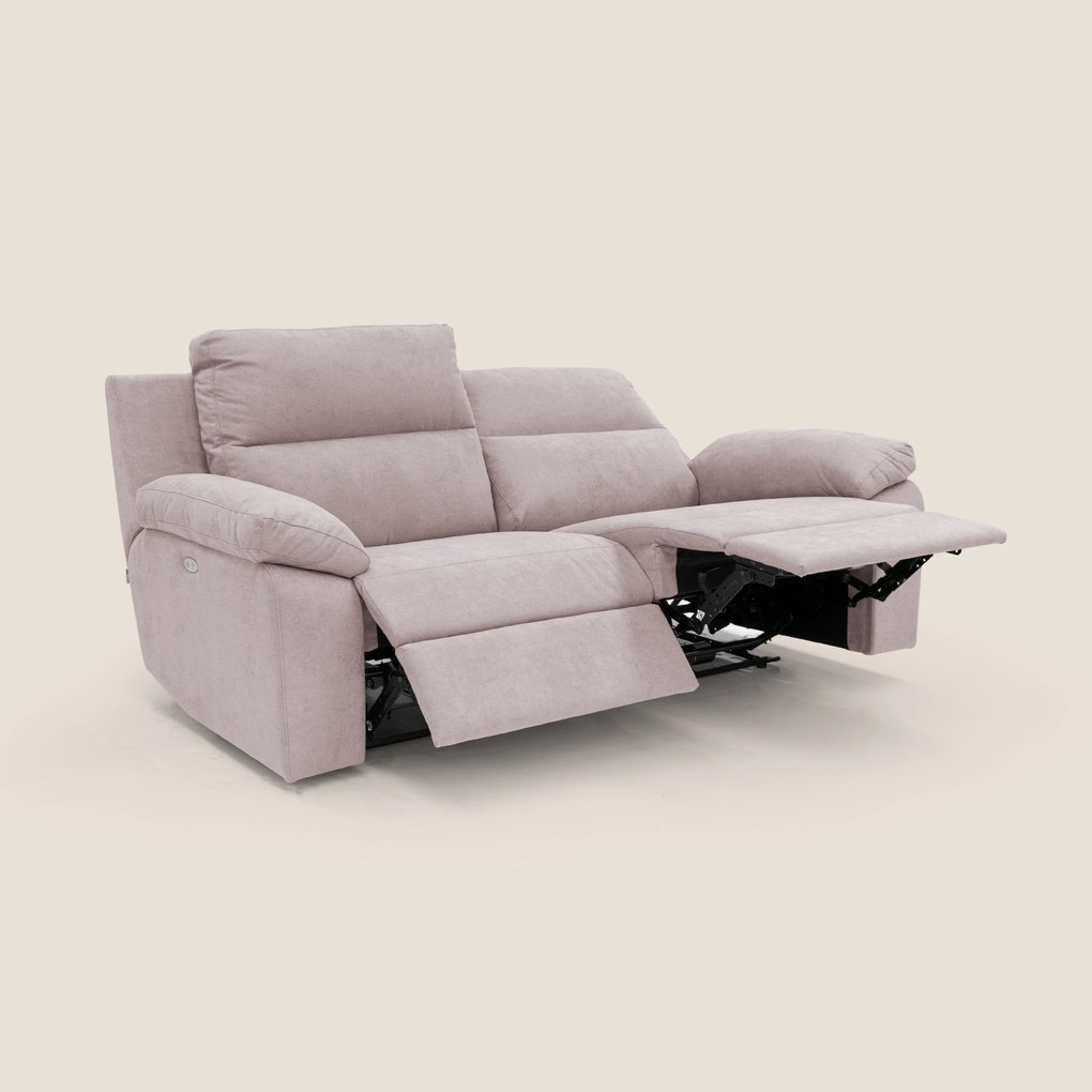 Romeo Divano relax con recliner elettrico in morbido tessuto impermeabile T02 rosa