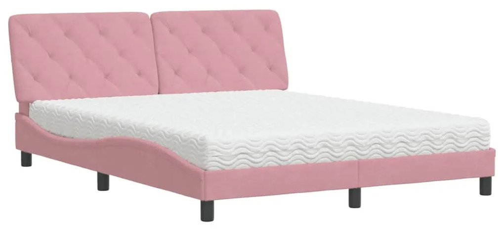 Letto con materasso rosa 160x200 cm in velluto