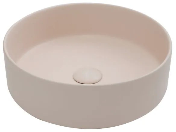 Lavabo da appoggio SENSEA tondo piletta inclusa in ceramica rosa satinato piletta inclusa