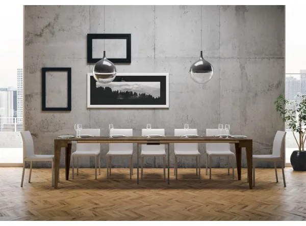 Consolle Allungabile 90x42 cm Isotta Noce da 14 posti lunghezza Fino a 3,02 metri