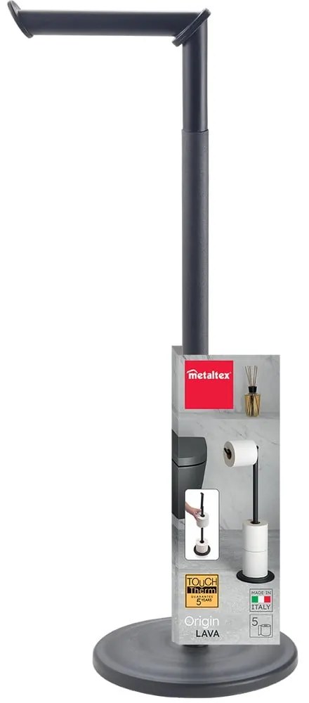 Porta carta igienica nero opaco in acciaio Lava – Metaltex