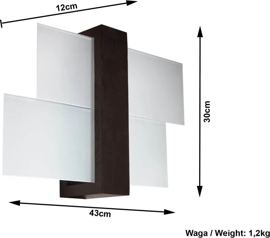 Applique da Parete Legno Wenge e Vetro FENIKS 1 E27 da Interno