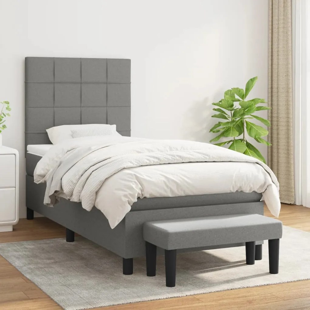 Giroletto A Molle Con Materasso Grigio Scuro 100x200 Cm Tessuto /
