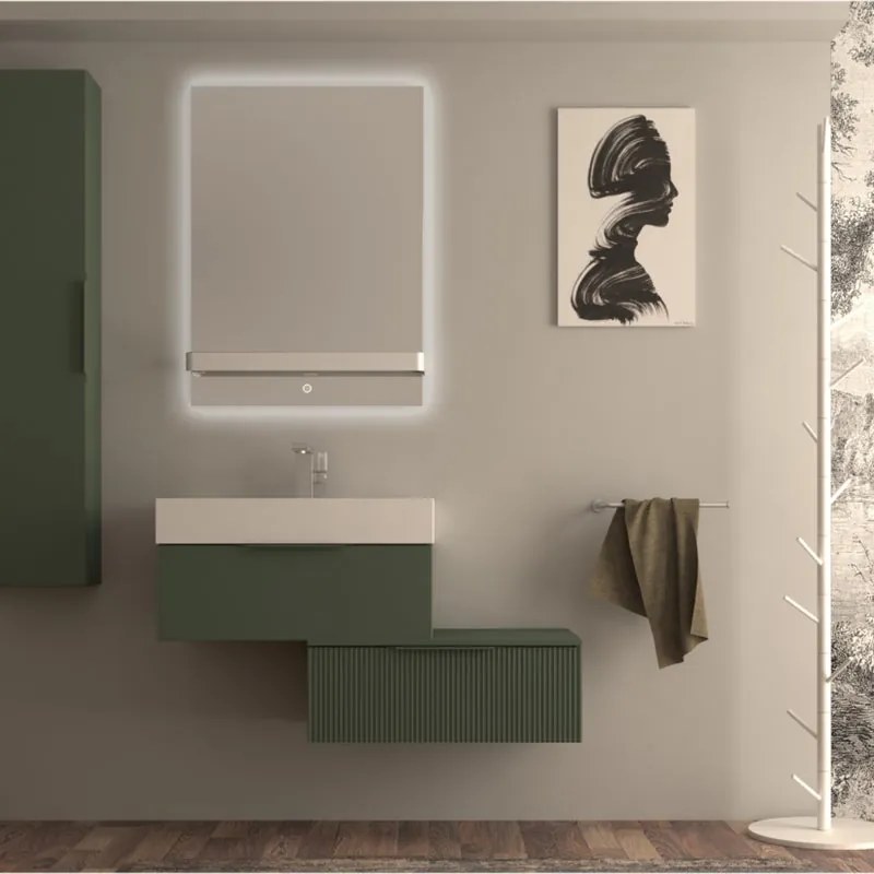 Base per mobile bagno Modula BADEN HAUS 1 cassetto P 45 x L 70 x H 27 cm verde opaco