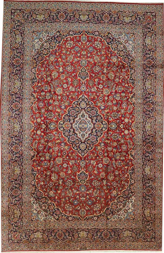 Kashan Tappeto 300x460 Blu (Iran) Annodato A Mano