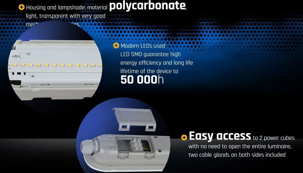 Plafoniera LED 120cm 38W 5.900lm (155lm/W) Certificato PZH Colore Bianco Naturale 4.000K