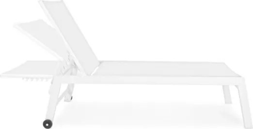 Lettino Prendisole In Alluminio E Textilene Imbottito Con Ruote Summer Bianco