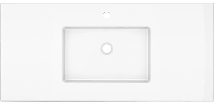 Lavabo a incasso rettangolare vasca centrale Neo L 106 x H 11 x P 49 cm in porcellana bianco lucido