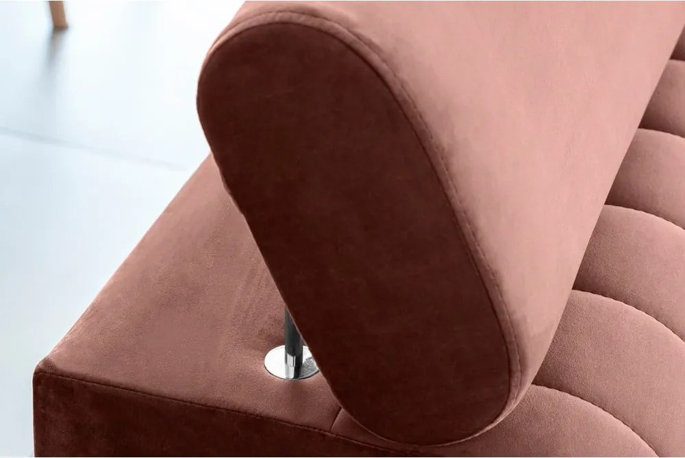 Divano rosa allungabile e rivestimento in velluto 261 cm Laurence – ELTAP