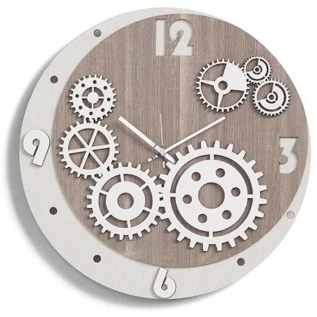 Orologio da parete moderno INGRANAGGI in legno laminato diametro 30cm TRS