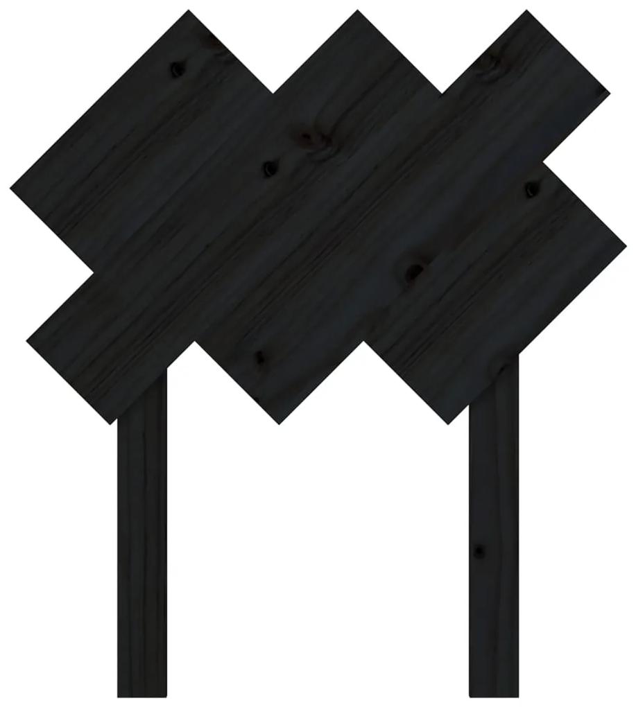 Testiera per letto nera 72,5x3x81 cm in legno massello di pino
