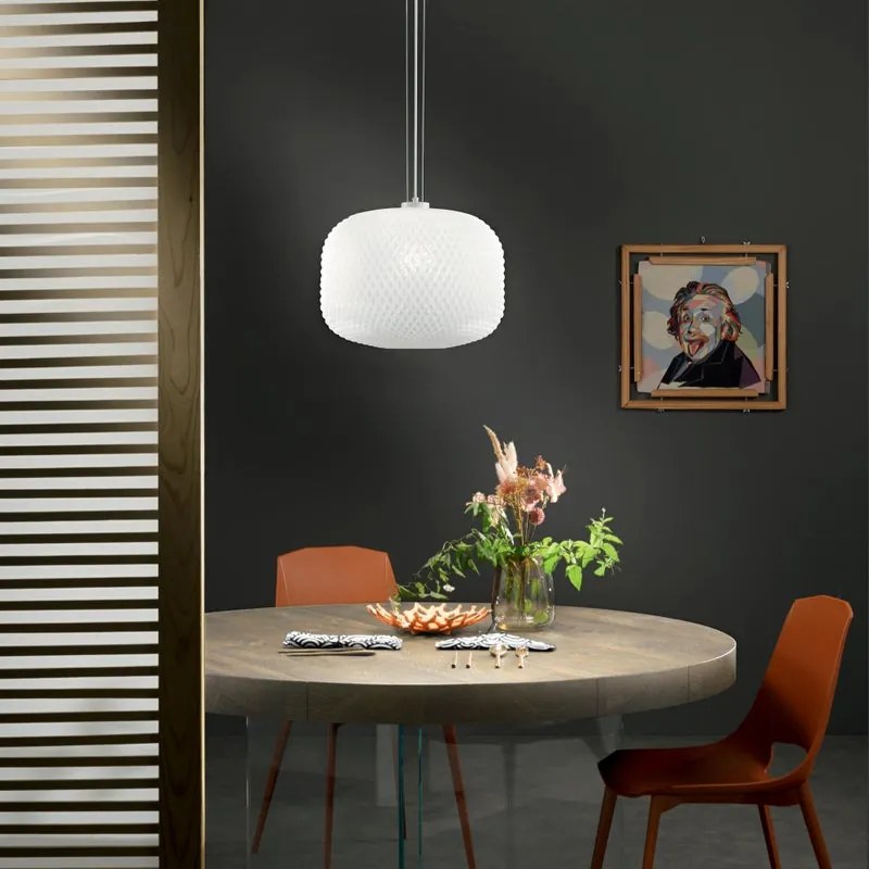 Lampadario Glamour Ashford bianco paralume bianco E27 Ø40cm LUCE AMBIENTE DESIGN