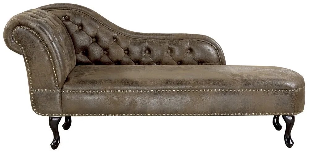 Chaise longue vintage sinistra in pelle sintetica marrone NIMES Beliani
