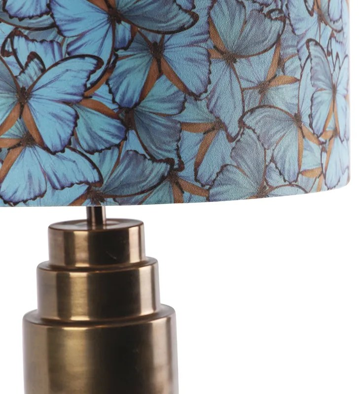 Lampada da tavolo in bronzo con paralume a farfalla in velluto 50 cm - Bruut