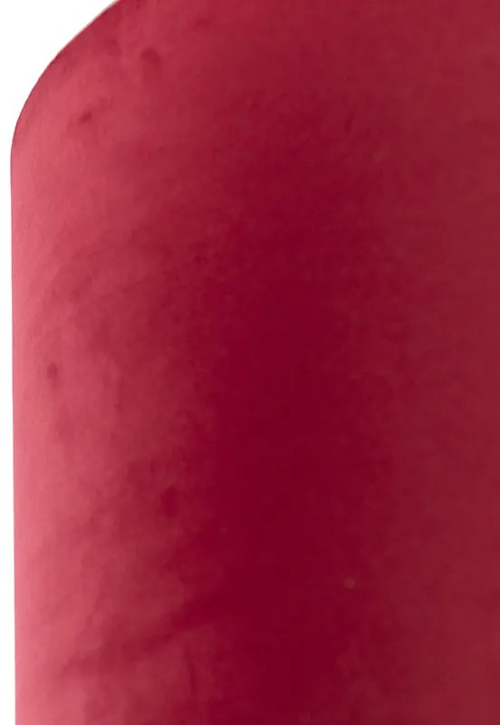 Paralume in velluto rosso 50/50/25 con interno dorato