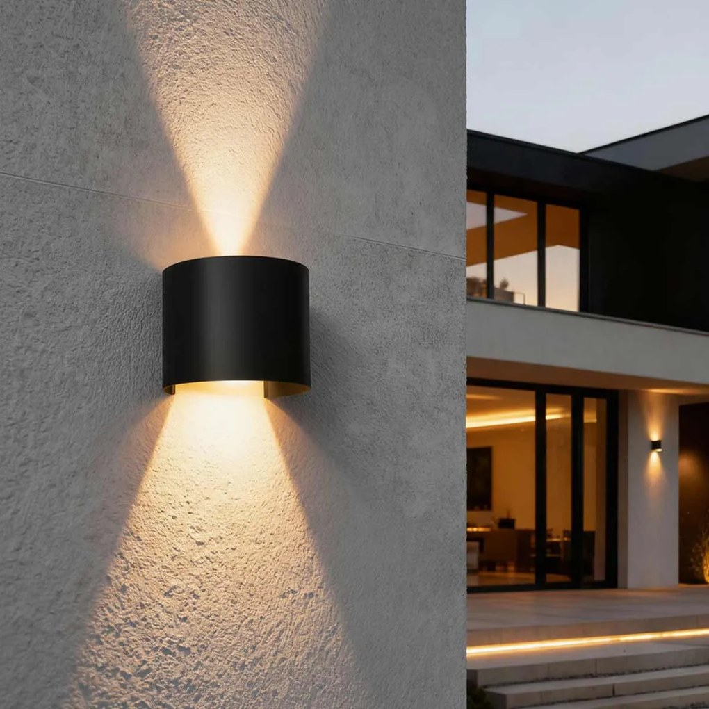 Applique LED 12W Bidirezione Curvo IP65 CCT con LED OSRAM - Nera